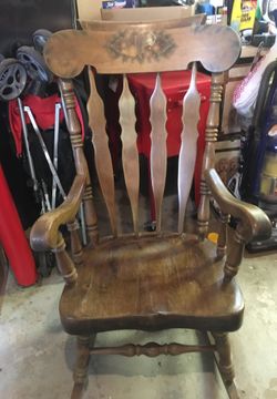 Rocking chair with gray cushion