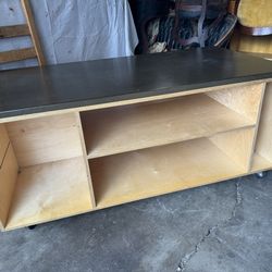 Rolling Work Table With Storage Shelves