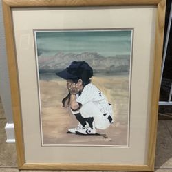 Signed framed art print titled "Little Leaguer" by the artist Tom McKinney