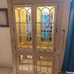 Pine Curio Cabinet w/ LED Lights - Made in USA