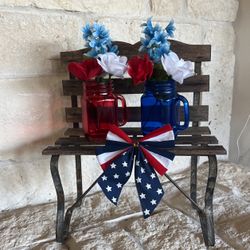 Amazing Bench Patriotic Floral Arrangement 