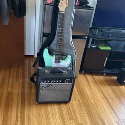 Ashthorpe electric Guitar, Case, and Amp