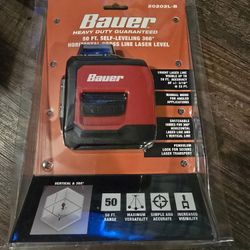 New Bauer 50ft Self Leveling 360 Degrees Horizontal Cross Line Laser Level