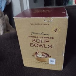 Retired  William And Sonoma Farmhouse Double - handled Soup Bowls (New)