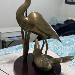 Vintage Hollywood Regency brass Heron