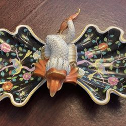 Herend Hungary Double Shell Plate With Dolphin