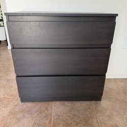 IKEA MALM 3-Drawer Chest / Nightstand - Black-Brown
