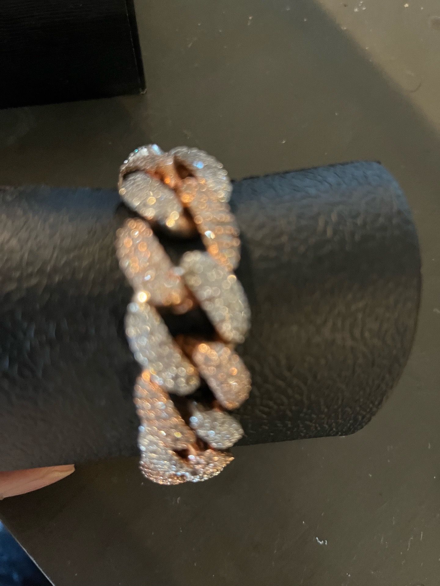 Rose gold cuban link moissanite bracelet