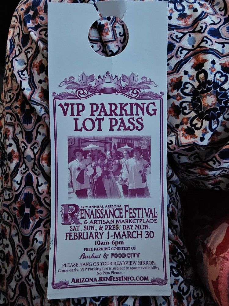 Parking Pass VIP Renaissance Festival