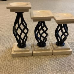 Candle Holders,metal and marble