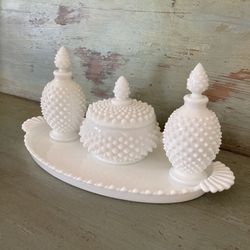 Fenton Milk glass Vanity Set Can Ship! 