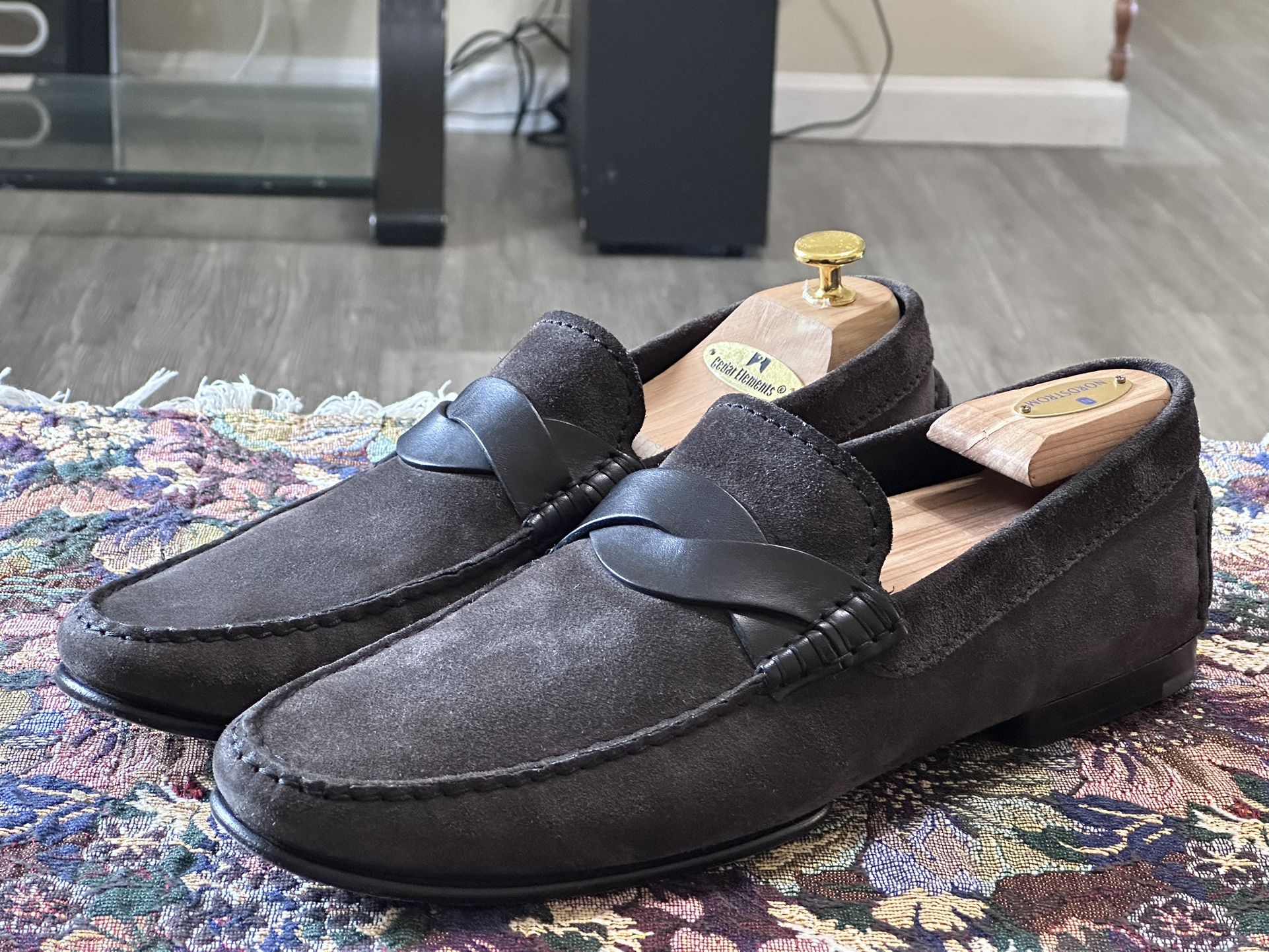 Tom Ford Gray Suede Leather Men’s Slip on Penny Loafers Shoes Size 10 T