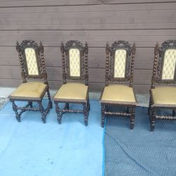 Antique 1870s French Renaissance Barley Twist Chairs Set Of 4