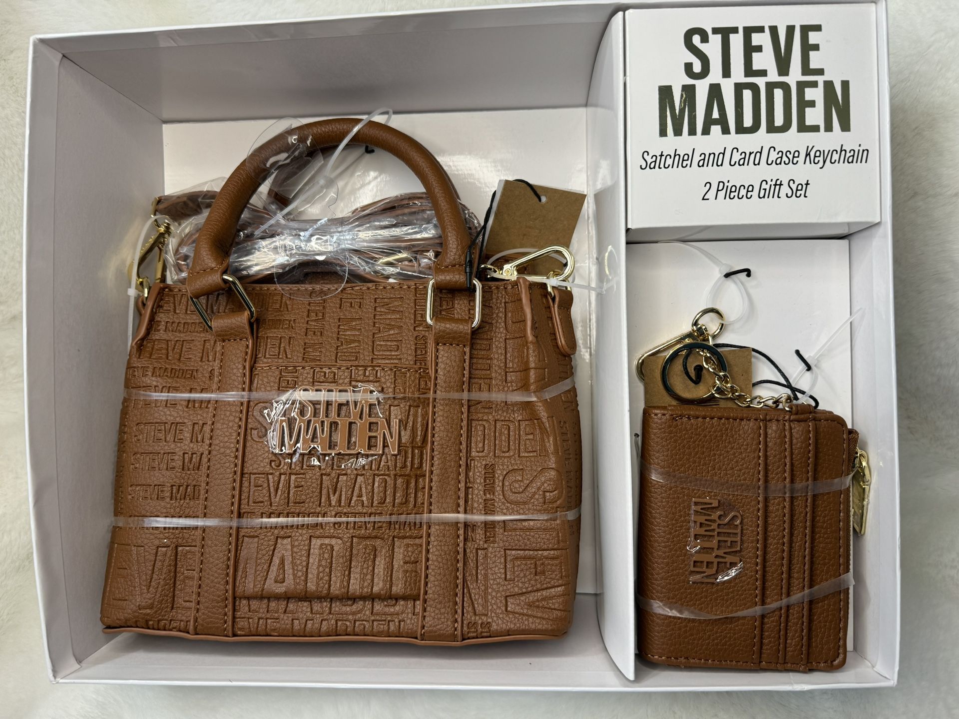 *NEW* STEVE MADDEN Purse Satchel Bag & Wallet Set - Cognac