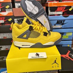 Air Jordan 4 Retro Lighting Tour Yellow Dark Blue Grey Size 10.5 2021 Release