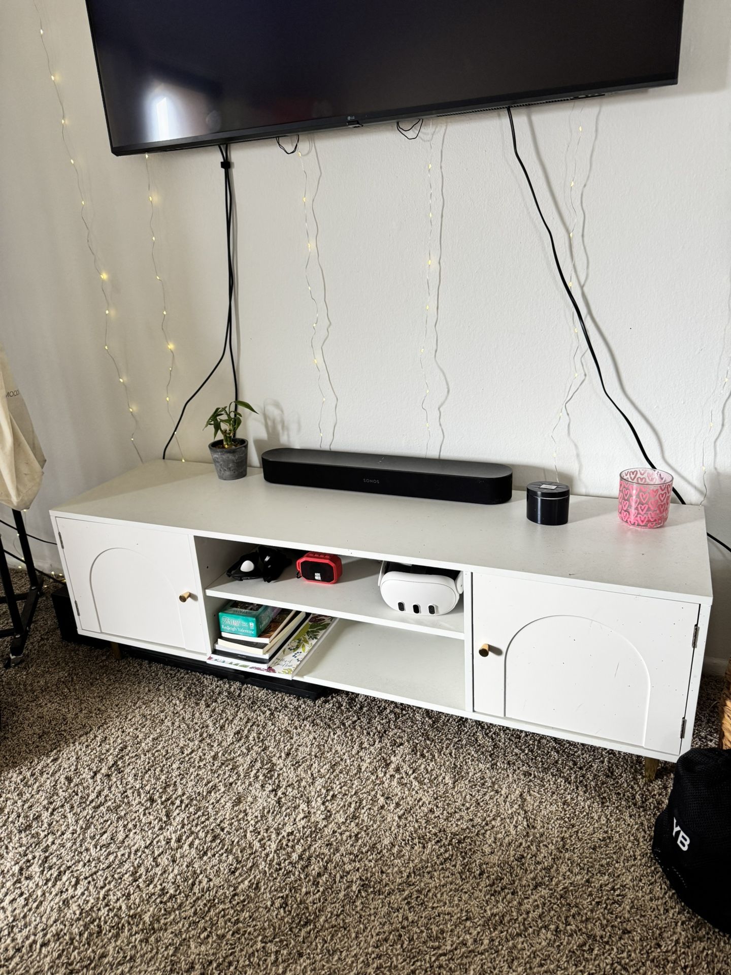 White Tv Stand With Storage And Shelves