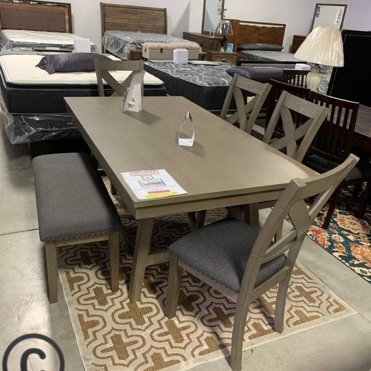 Amira Dining Room Set Dining Table 4 Chairs and Benchs 