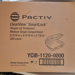 8"X 8" X 3" Clear Hinged Plastic Container 200 Pcs. $60 Each