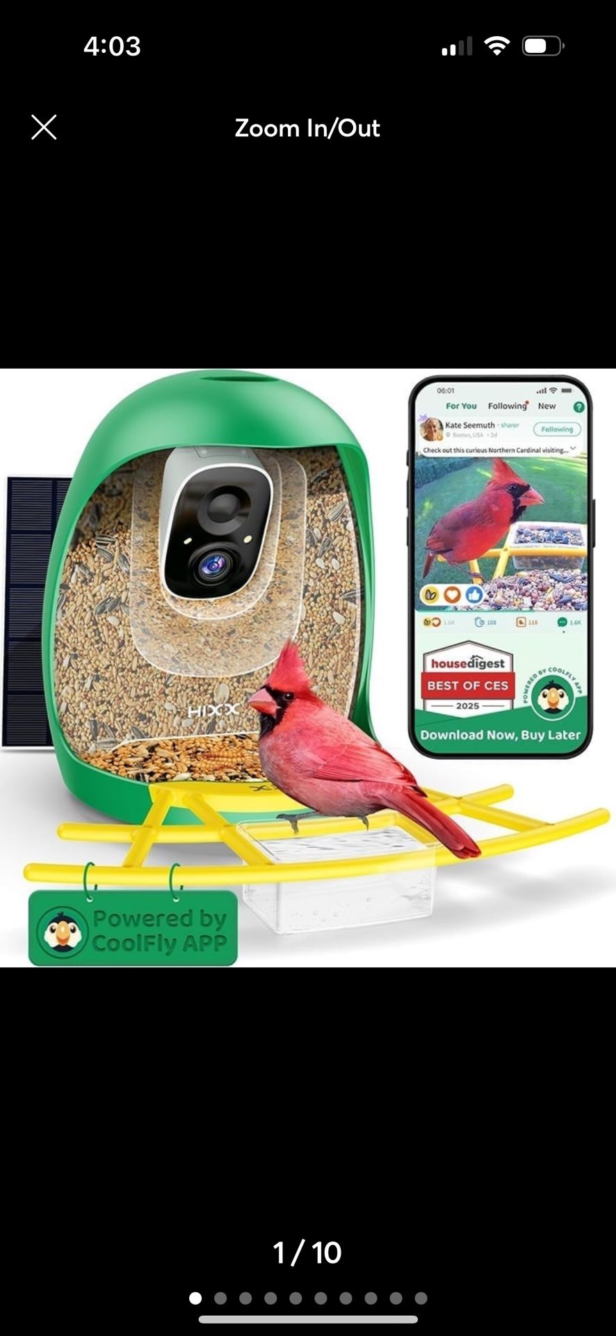 Bird Feeder with Camera, Smart AI Identify Bird Buddy Species, Smart