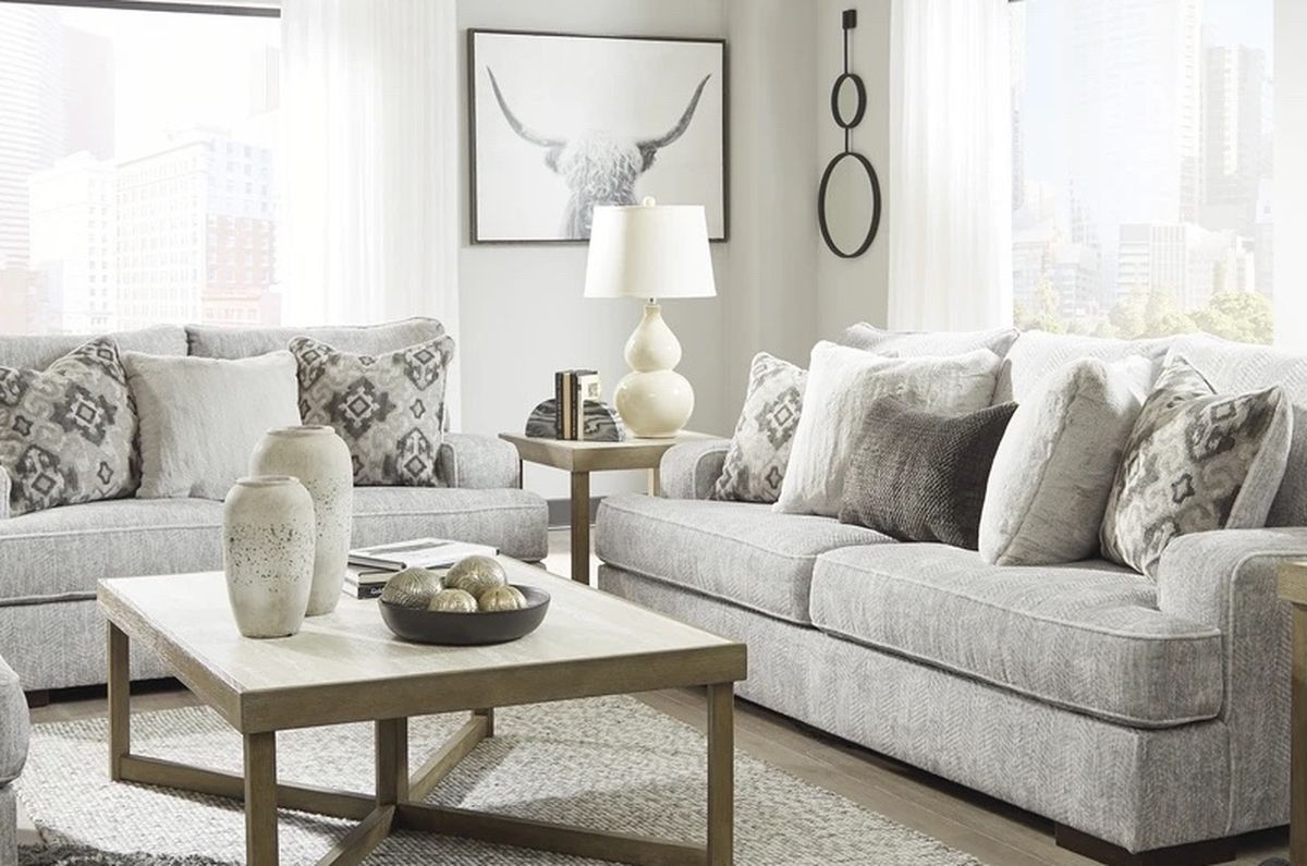 Mercado Pewter Living Room Set (SOFA and LOVESEAT
