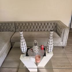 Diamond sectional with coffee table & 4 chair dining table