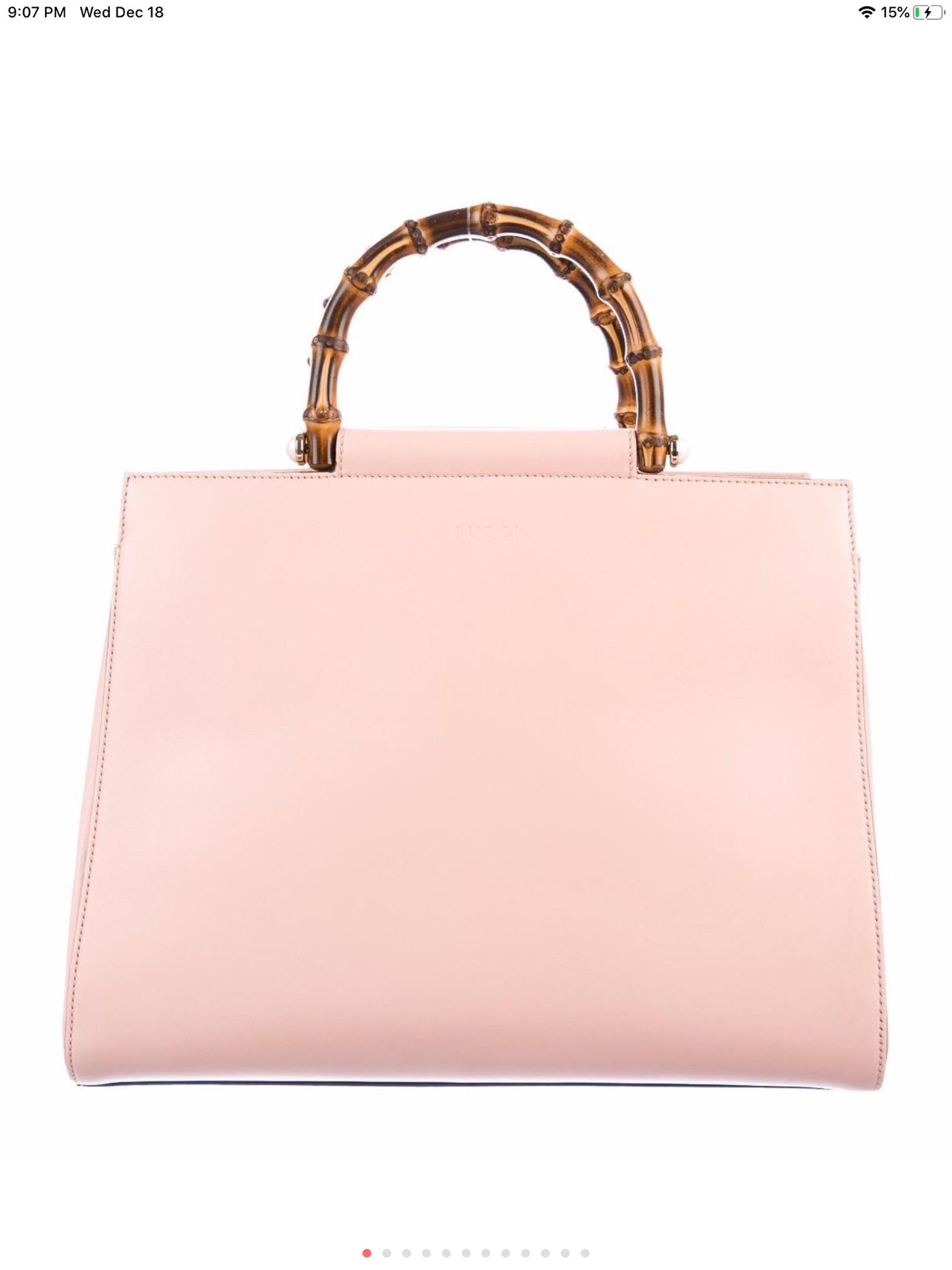 Gucci pink leather bamboo handbag with shoulder strap