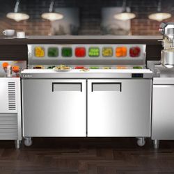 🟢 Commercial Salad Bar Refrigerator with 2 Doors, 