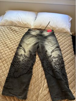vitriol jeans dark grey and faded white.