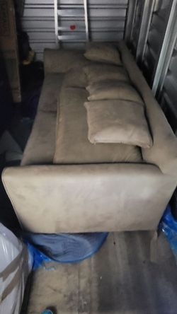 Beige Microfiber Sofa with Cushions