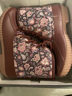 BOOTS SIMPLY SOUTHERN WOMEN WINE FLORAL PAISLEY BOOTS SIZE 9