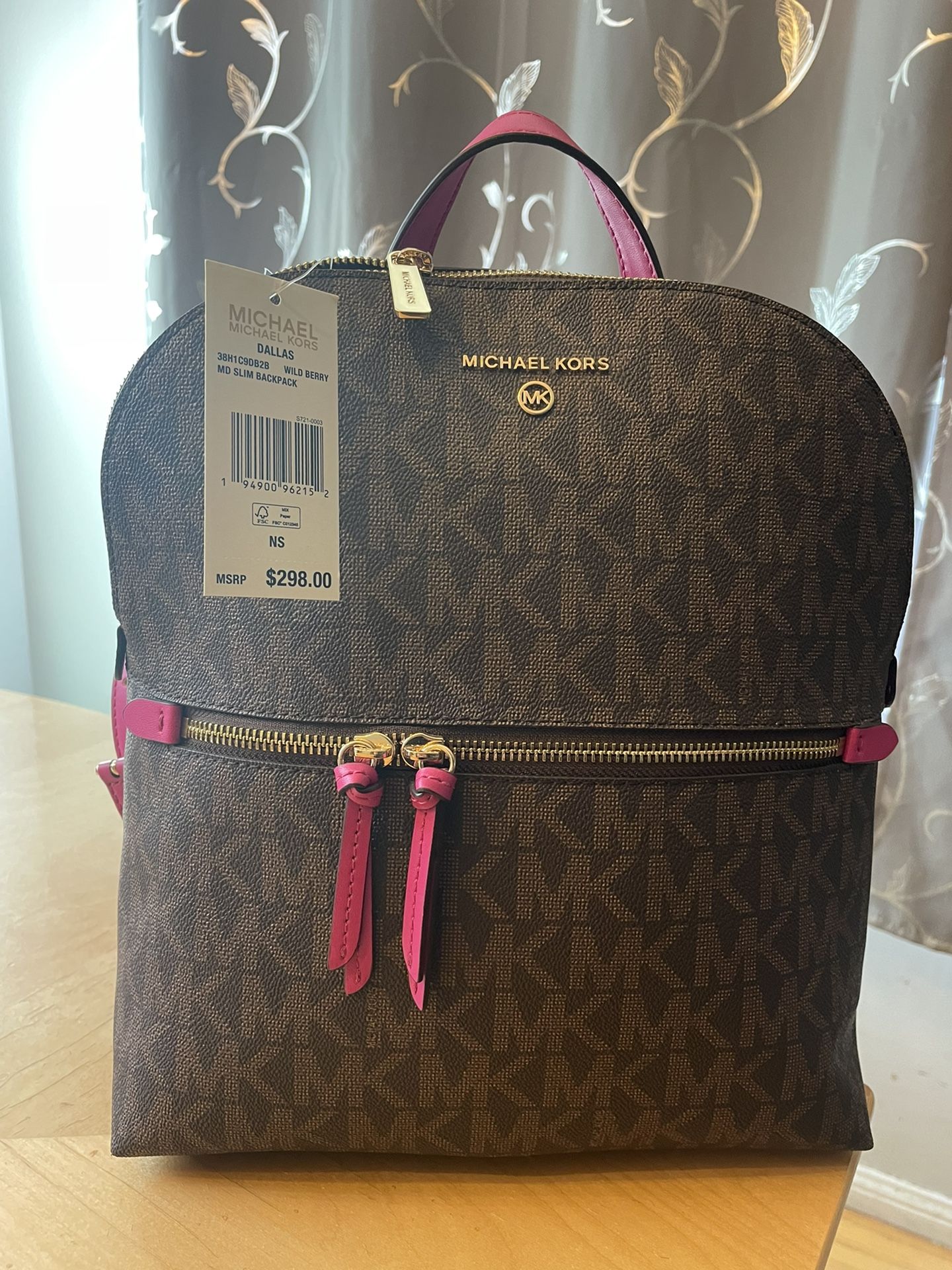 Michael Kors Medium Dallas Slim Backpack in Wild Berry