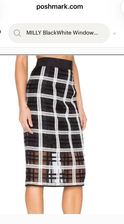Milly Black & White Pencil Skirt | Sheer Hem | Size 8| NWT