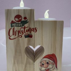 Handmade Christmas Decor/Gifts/ Wooden heart tealight candle holder 