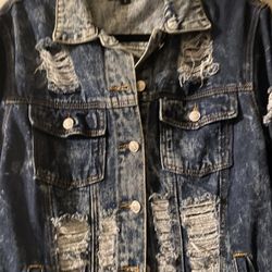 Women’s Long Distressed Jean Jackets