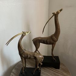 The Kindu Collection Mid-Century Wooden Gazelles - A Pair