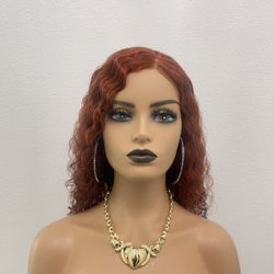 18” 13x4 Transparent Lace, Reddish Brown Ready to Wear, Precut Lacefront Wig