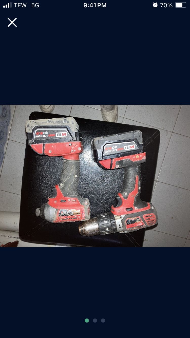 Mileuakee Cordless Drill Set w/ Battery For Each Drill And Brand New Charger