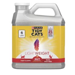 Purina Tidy Cats LightWeight 24/7 Performance Odor control, Multi-Cat, Clumping, 99.9 Percent Dust Free Cat Litter - 6 lb. Jug