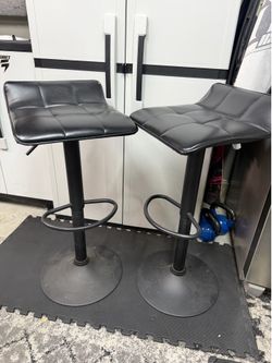 Black Adjustable Height Barstool Pair