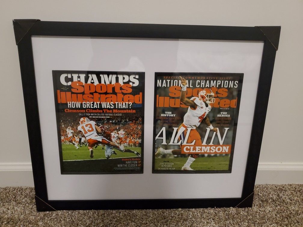 2016 Clemson Tigers Football National Champions Custom Framed SI Covers