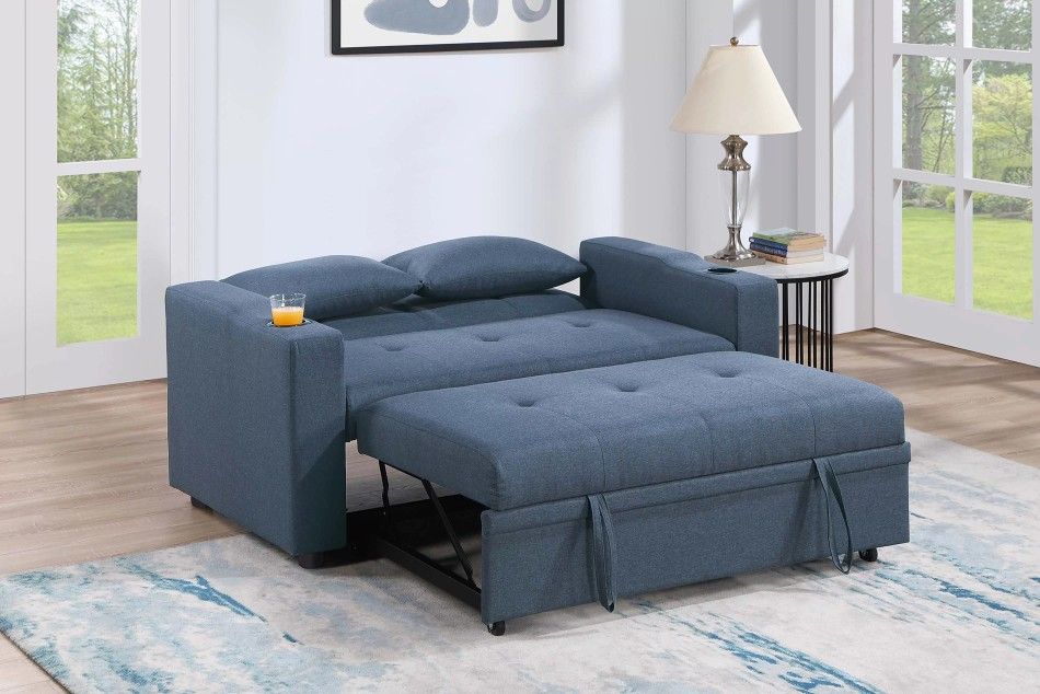 Brand New Blue Convertible Sofa Sleeper