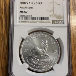 2018 Silver South African Krugerand.  1oz Silver 