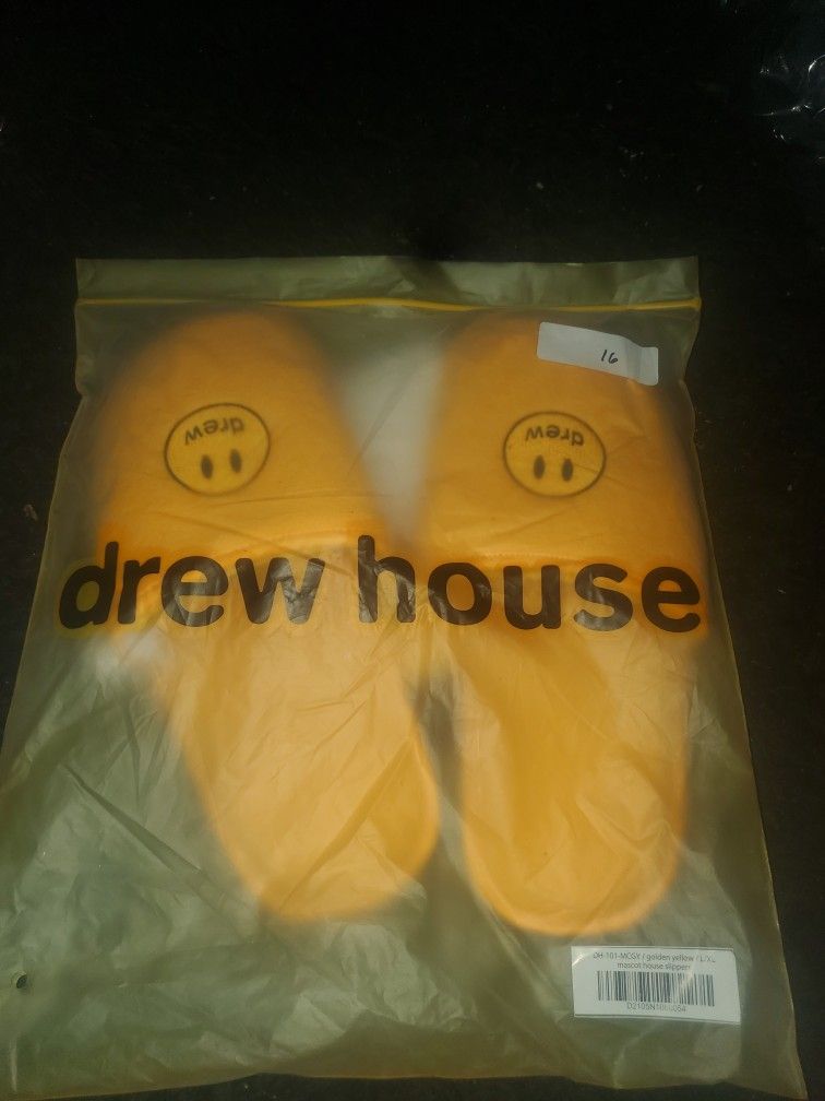 New Drew House Mascot Slippers - Golden Yellow (Size L/XL)