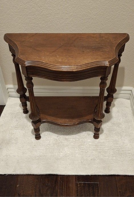 1920s Antique Walnut Demilune Entry Table