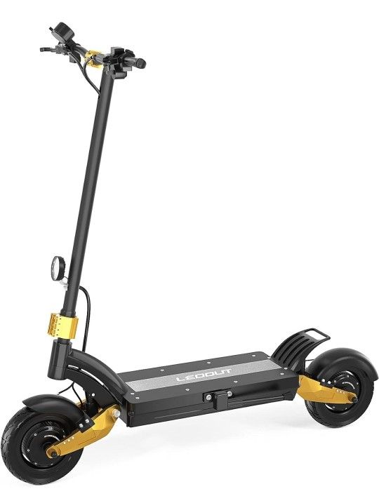 LEOOUT Electric Scooter Yellow, Large Used / Functional. Bag, Alarm Included.