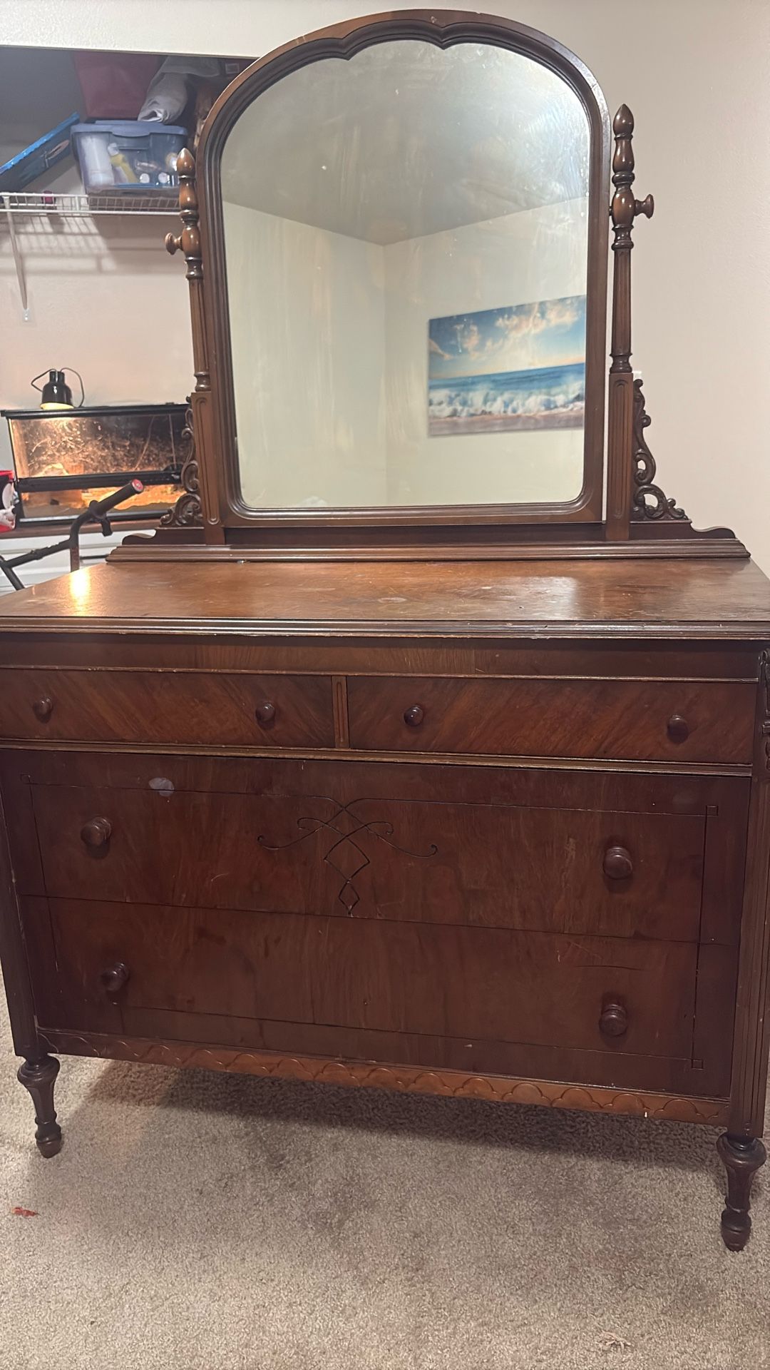 Vintage Walnut Gregory Furniture Mfg Co Vanity.