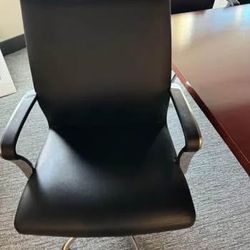 Coalesse black leather conference chairs