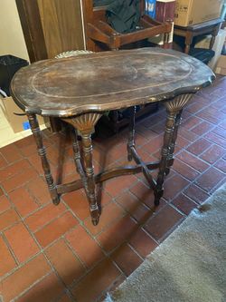 Vintage Antique Wood 6 Legged Parlor Table
