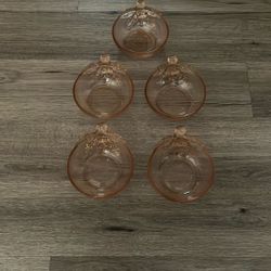 Pink Depression Era Single Serving Vintage Antique Fruit Bowls 