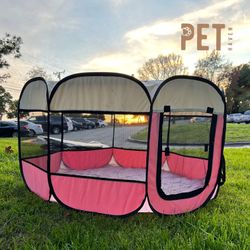 Portable Cat/Dog Play Pen - Pink 